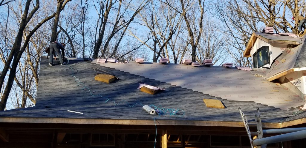 Roofing in progress